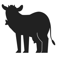 Cow black silhouette vector farm animal sign isolated on a white background.