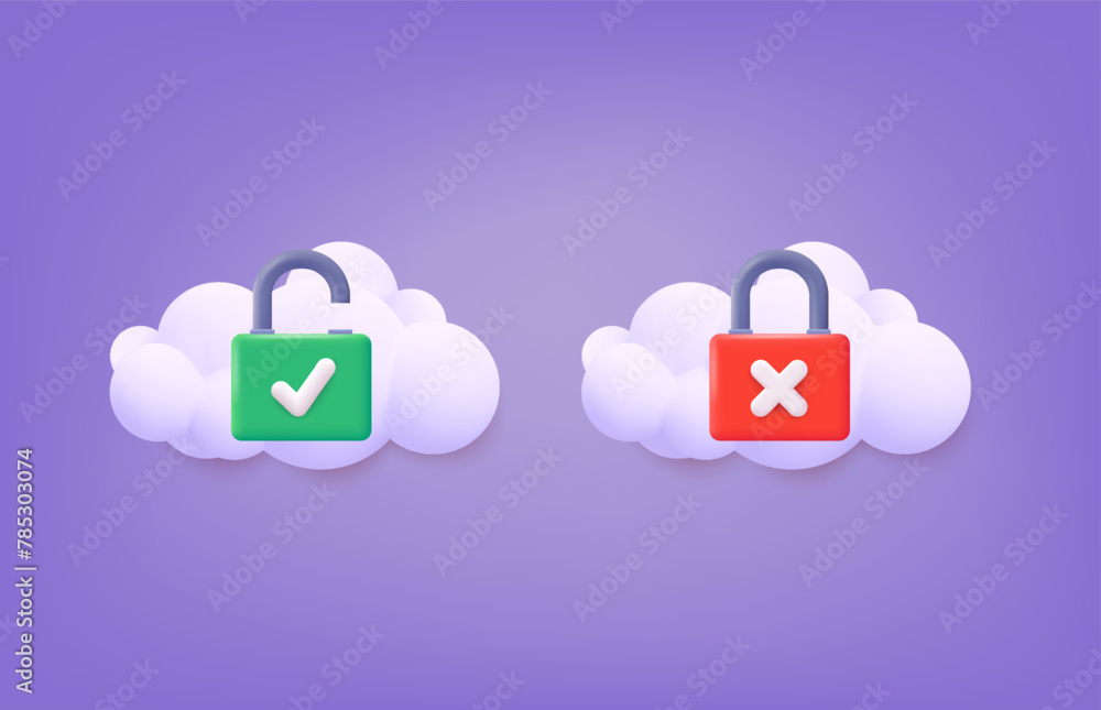 Poster secure for online payment on cloud blue sky background concept. account for 3d security with payment