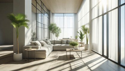 Fototapeta premium Bright and Open Interior with Natural Light