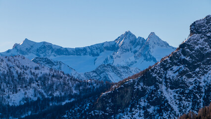 panoramic view of snow-capped alpine peaks
