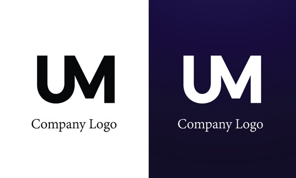 UM MU Logo Design, Creative Professional Trendy Letter UM MU Logo Design in Black and White Color