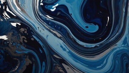 Abstract paint background with indigo and pewter colors, showing liquid fluid texture in luxury concept.