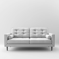 A close up of a white couch with a white background, Foot. Generated AI 