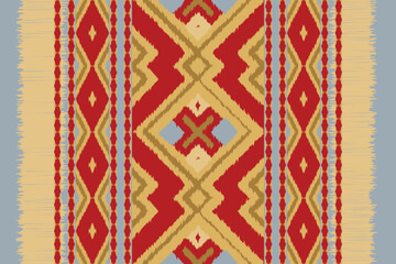 Ikat Fabric Paisley Embroidery Background. Ikat Frame Geometric Ethnic Oriental Pattern traditional.aztec Style Abstract Vector illustration.design for Texture,fabric,clothing,wrapping,sarong.