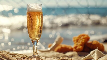 Sparkling Kölsch in a Slender Flute at a Beach Beer Bash

