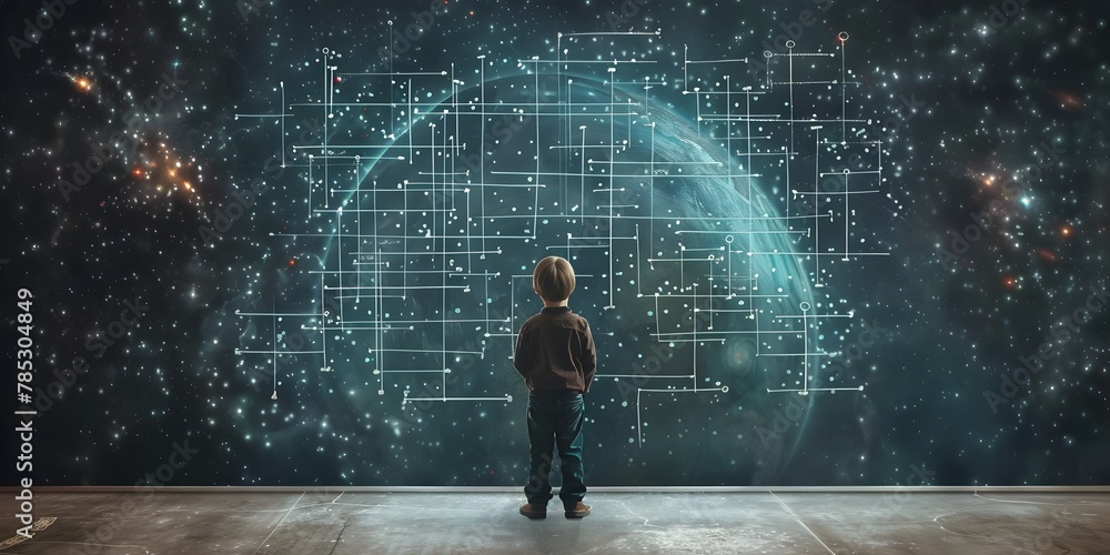 Poster exploring the boundless expanse of cosmic knowledge and interconnectivity