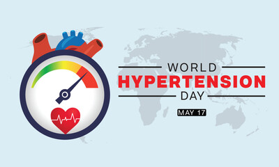 World Hypertension Day design with a heart and a blood pressure monitor. Vector illustration
