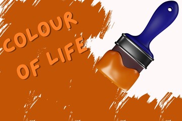 Wallpaper with orange,white and paint 
Colour of life 