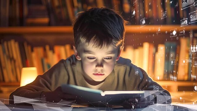 Early education meets digital innovation with a child exploring an interactive lesson
