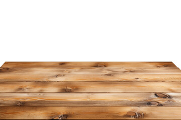 Rustic Elegance: Wooden Table Against White Backdrop. On a White or Clear Surface PNG Transparent Background.