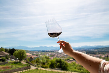 A tasting of a red wine