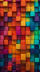 Different color wooden cubes pattern.