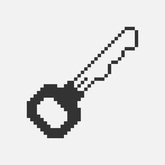 Fototapeta premium black and white simple flat 1bit vector pixel art icon of modern door key. password login security