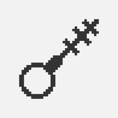 Obraz premium black and white simple flat 1bit vector pixel art icon of fantasy retro vintage key. password login security