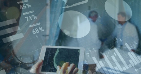 Image of data processing over diverse male and female doctors in hospital