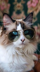 ragdoll cat in sunglasses
