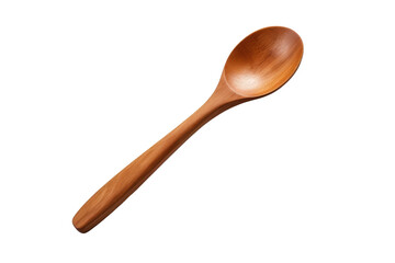 Solitary Beauty: A Delicate Wooden Spoon on a Blank Canvas. On a White or Clear Surface PNG Transparent Background.