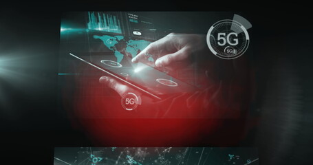 Image of data processing on screens