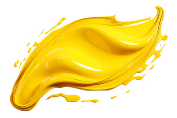 Vivid Yellow Liquid Splashes Amidst White Blank Canvas. On a White or Clear Surface PNG Transparent Background.