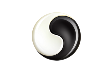 Harmony in Contrast: Yin Symbol on White Background. On a White or Clear Surface PNG Transparent Background.