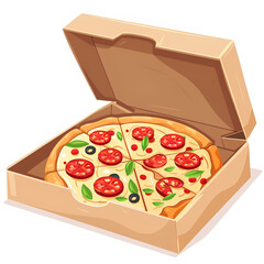 pizza in a box isolated