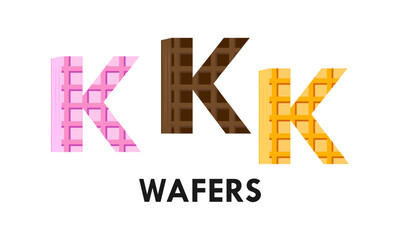 Letter k with wafer design logo template illustration