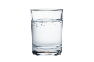 The Crystal Elixir: A Glass Filled With Pure Water. On a White or Clear Surface PNG Transparent Background.