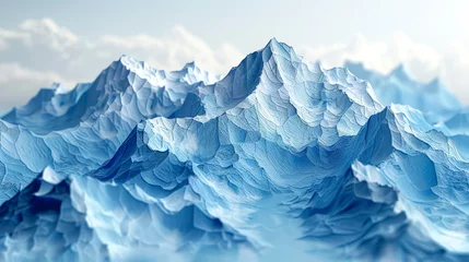 Photo sur Plexiglas Chambre denfants Paper mountain landscape, blue mountains made of paper.
