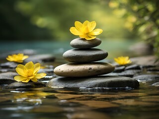 Obraz na płótnie Canvas Zen stones with flower