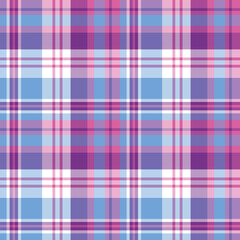 Seamless pattern in fantastic blue, pink, violet and white colors for plaid, fabric, textile, clothes, tablecloth and other things. Vector image.