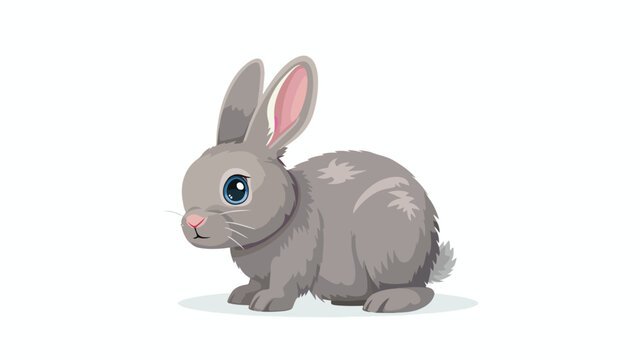 Small gray rabbit with a pink nose and blue eyes Flat