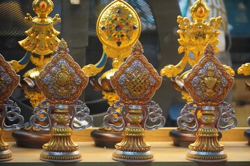 golden Buddhist Offering Of Ashtamangala