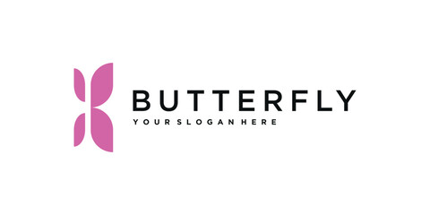 Butterfly logo design in the shape of the letter b. Premium Vector