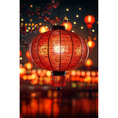 Obraz premium Chinese red lantern in the night of Chinese New Year of happiness
