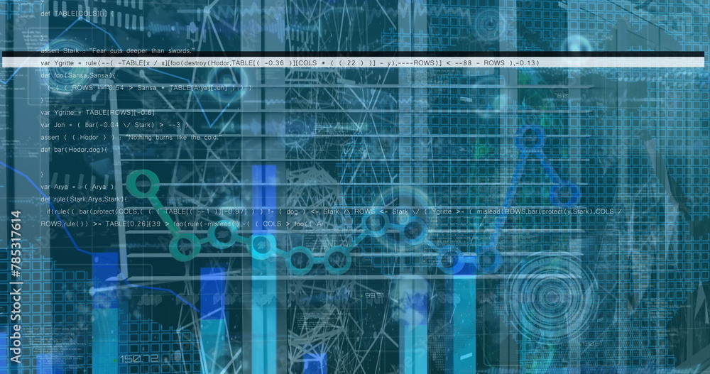Poster image of data processing over blue background