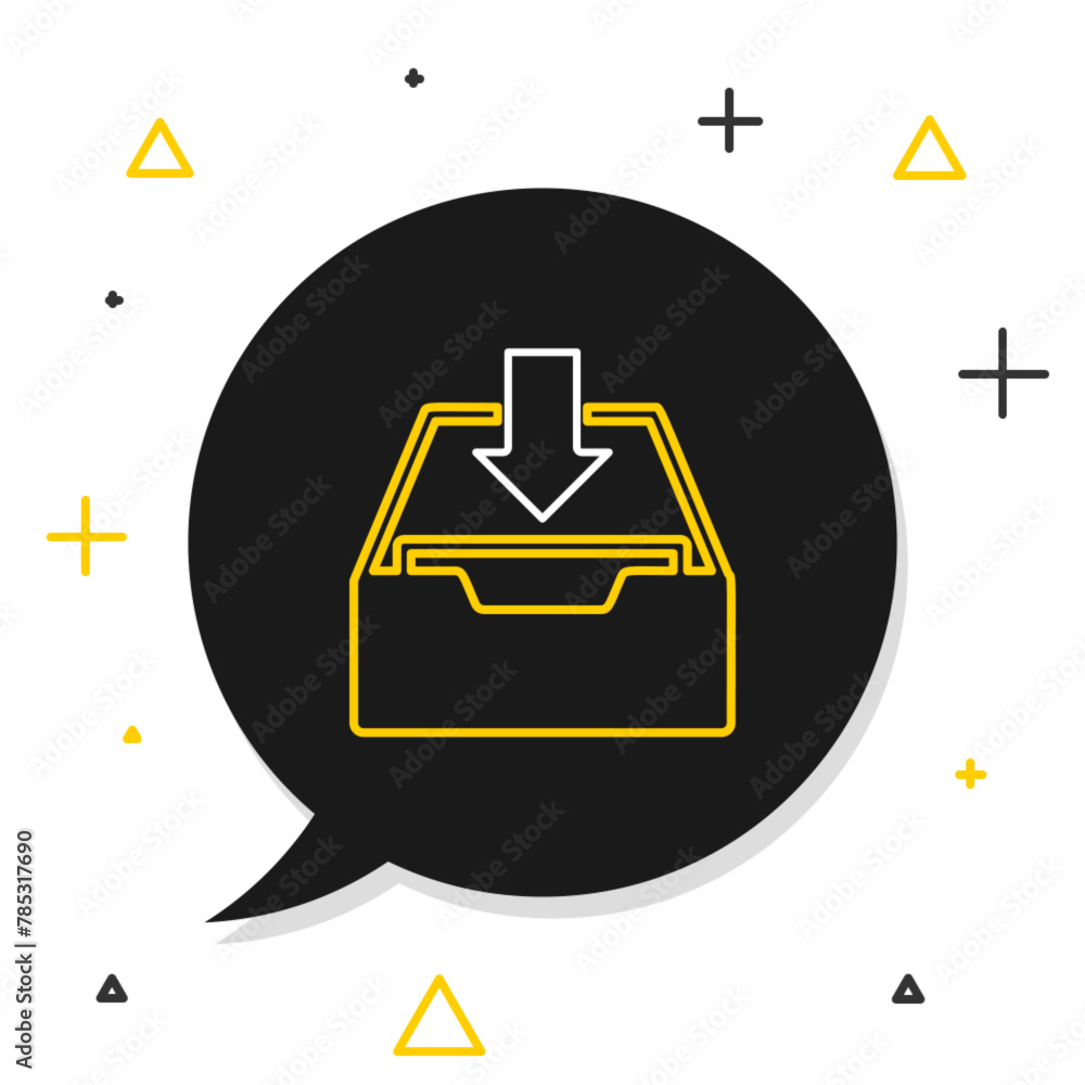 Aufkleber line download inbox icon isolated on white background. add to archive. colorful outline concept. vec