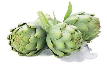 Fototapeta premium The Artistic Dance of Artichokes. On a White or Clear Surface PNG Transparent Background.