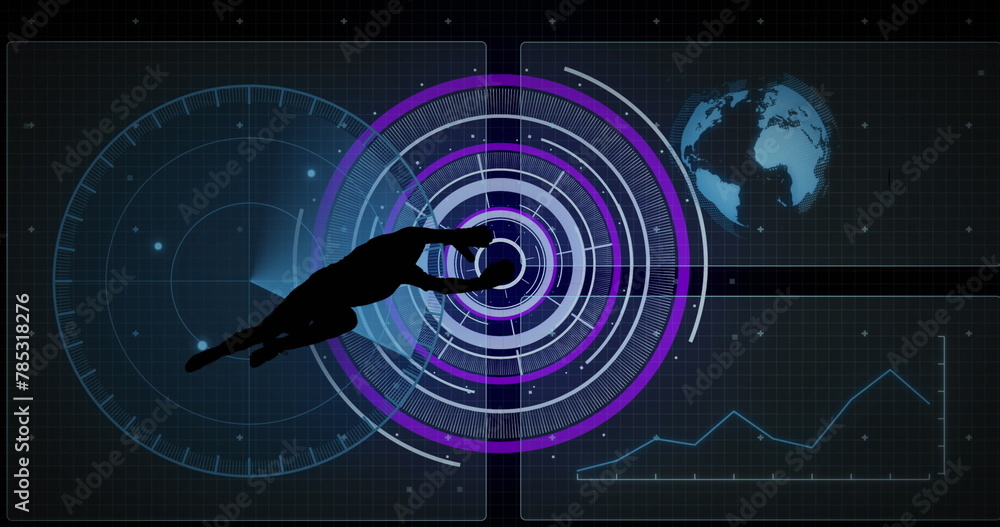 Poster image of scope scanning and data processing over football player