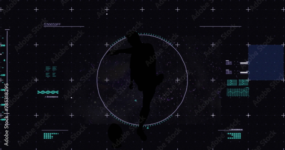 Poster image of scope scanning and data processing over rugby player
