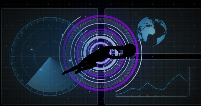 Image of scope scanning and data processing over football player - Powered by Adobe