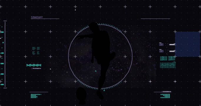 Image of scope scanning and data processing over rugby player