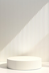 Round pedestal with vertical lines background