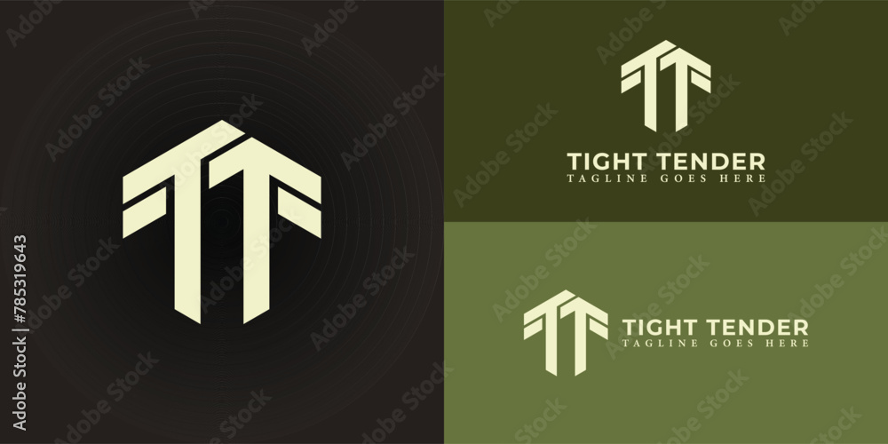 Aufkleber abstract initial hexagon letter t or tt logo in soft gold color isolated on multiple background colo