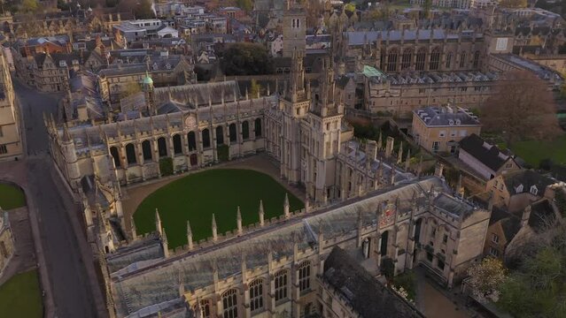 Aerial shot of All Souls College and Radcliffe Camera Library Oxford University