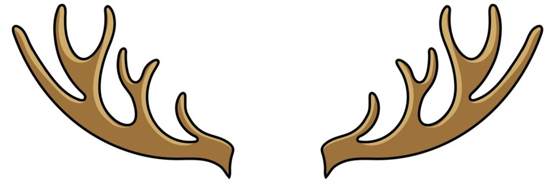 Deer horns cartoon color PNG illustration. Comic book style imitation.