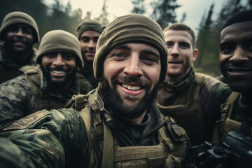 Fototapeta premium AI generated image of soldier in camouflage uniform