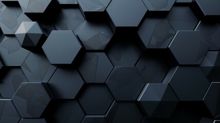 Obraz na płótnie Canvas Black hexagons background banner, 3d render illustration.