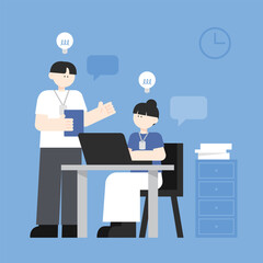 meeting office worker communication woman man illustration