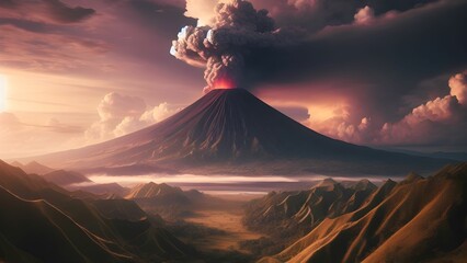 A landscape of An erupting active volcano