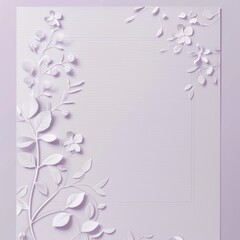 A square image with a white 3D floral frame on a purple background.